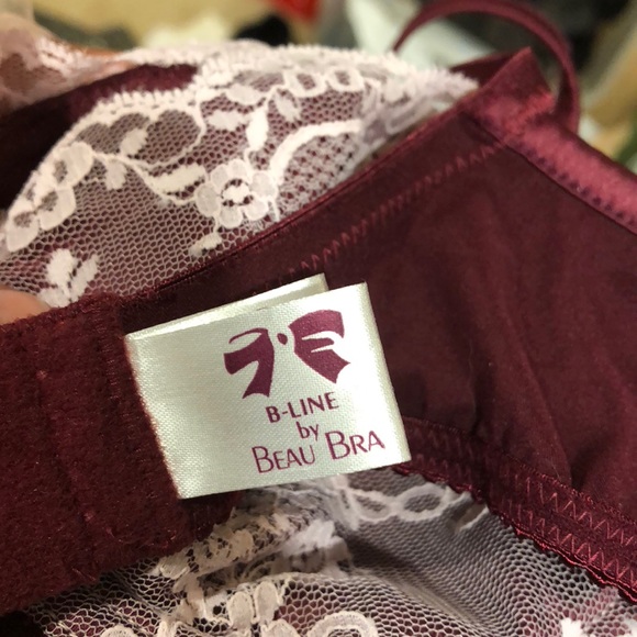 Red & Pink Lacy B-Line by Beau Bra 34B - Picture 4 of 5